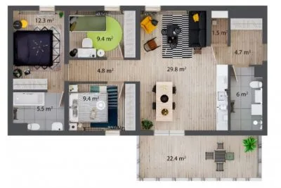 Pārdod dzīvokli, Saulkrastu iela 1, Babītes novads, Babītes pagasts, Babīte / 146 000 € 7
