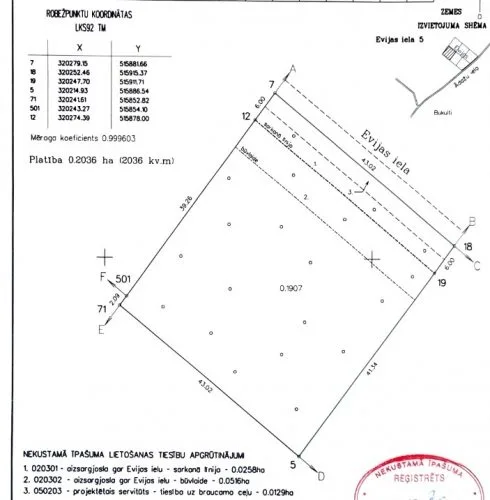 Land plot For Sale, Evijas street 6, Garkalnes novads, Baltezers / 126 500 € 12