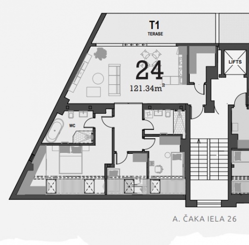Apartment For Sale, Aleksandra Čaka street 26, Rīga, Labais krasts, Centrs / 348 853 € 23